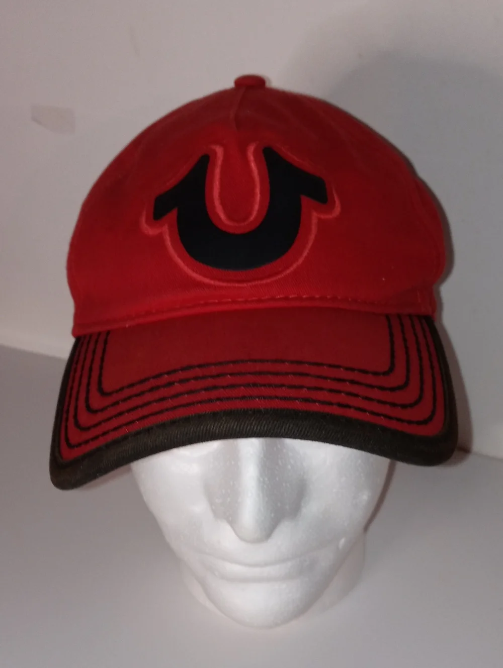 True Religion Red & Black Core Horseshoe Logo Baseball Cap Hat OS